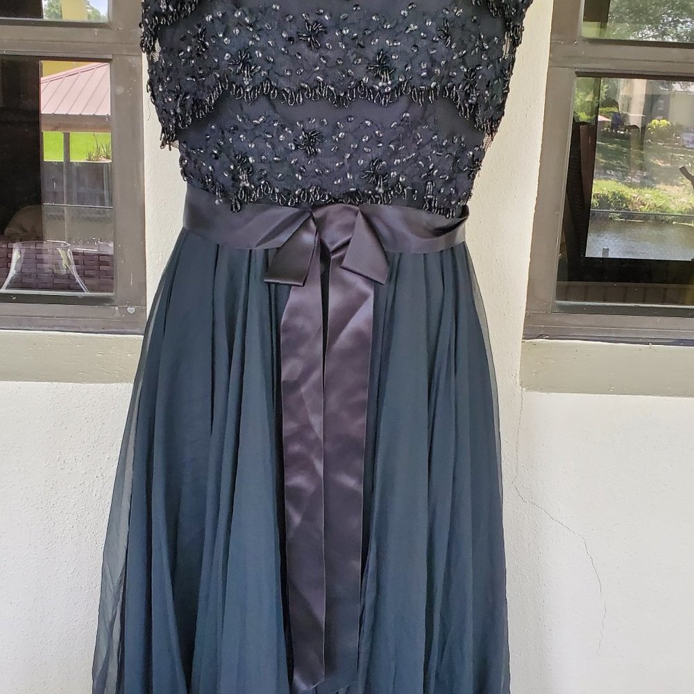 Black Hand Beaded Miss Elliette Dress Vintage New with tags